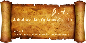 Jakubovits Artemíszia névjegykártya